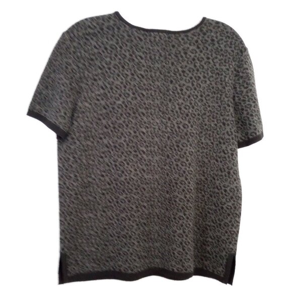 Nordstrom Wool Blend Black & Grey Leopard Pattern Knit Top - Picture 7 of 8